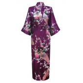 neue lange Robe Satin Rayon Bademantel Nachthemd für Damen Kimono Nachtwäsche Blume plus s Grösse xxxl s02d