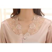 Liebhaber Nachtwäsche Seidenpyjama Setzen Frühling im Herbst lange Hose FreiZeit Lounge Damen Männer champagner Pyjama