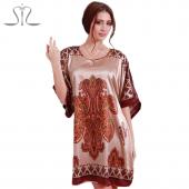 heißes Verkauf Nachthemden Sleepshirts Damen Summer Style Nachthemd Bademantel longue der Faux Seide Bademantel