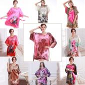 heißes Verkauf Nachthemden Sleepshirts Damen Summer Style Nachthemd Bademantel longue der Faux Seide Bademantel