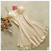 Damen sexy Spitzen Nachthemden unechter Seide Spaghetti Riemen Pijamas mujer Sommer Nachtwäsche Sleepshirt