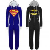die neuen unisex Pyjama superheld Batman Superman Onesies Erwachsene Männer Damen ein Stück Baumwolle Pyjama Nachtwä
