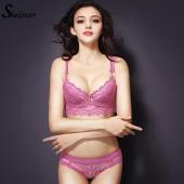 sheloVer weibliche Unterwäsche rutschhemmend Spitzen BH und Höschen Set an blumigen Seite sammeln sich sexy ultra thin