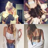 heiße Damen sexy Dralette eingesperrt Zurück geschnitten Strappy Gepolsterte  BH bralet Weste Pflanzliche Top