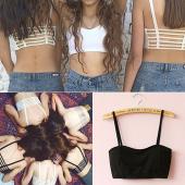 heiße Damen sexy Dralette eingesperrt Zurück geschnitten Strappy Gepolsterte  BH bralet Weste Pflanzliche Top