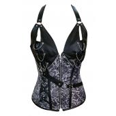 heißes Verkauf Frau Stahl knochen Steampunk Leder Korsett mit tanga lc5401 Vintage Leder Lace up Korsett für hüfte