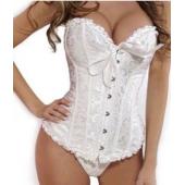 sexy Korsett Damen knochen Schwarzer Spitze Bustier Korsett und g String Set dessous Versandkosten wl3015