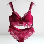 neueste Winter wein Roten Spitzen BH anpassung ultra thin Seite sammeln push up Women & BH slips Setzt sexy