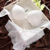 sexy Damen Spitzen Baumwolle Büsten Haltersatz gemütliche Unterwäsche push up BH und slip
