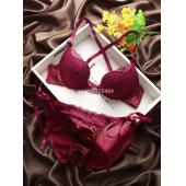 sexy Schwarzen BH w Drücken die Dicke Riemen Spitzen kleine Spitzen Höschen Knopf Set