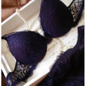 heißes Verkauf der push up BH Transparenten Spitzen BH schlüpfer sind dünn Cup einen Tiefen v Damen