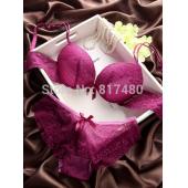 Mode Roter Spitze dünn dick mit Tiefen v Neck push up BH hat Höschen akzepTieren überzählige Brust