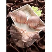 Mode Roter Spitze dünn dick mit Tiefen v Neck push up BH hat Höschen akzepTieren überzählige Brust