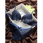 Mode Roter Spitze dünn dick mit Tiefen v Neck push up BH hat Höschen akzepTieren überzählige Brust