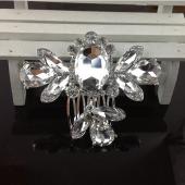 Damen Mädchen Braut Hochzeit silVer Crystal Strass diamante Blume HaarSpange kamm pin zubehör Kopfbedeckung