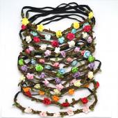 Mode Damen Braut Blume Bündchen Böhmischen Stil Rose Blume krone Haargummi Damen elastischen Strand Haar accessoire