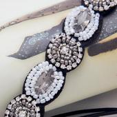 Mode retro Stil Damen Haargummi Crystal Strass Grauen Perlen des Hair Metal