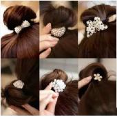 1001 4PC Damen imitiation Pearl diamond elastischen Haargummis Seil KopfSchmuck diadem de cabelo schnell Brötchen Haare