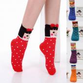 Hochwertige Mode Damen Mädchen Koreanischen süß Bogen Süssigkeiten Farbige Charactor Baumwolle lässig Socken