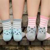 hohe Qualität der 3d Tier Katze Fussabdrücke 6 Farben Gestreiften comic Socken Damen Baumwolle bodenlangen Socke für