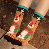 1 Paar neue Damen im Winter warm Weihnachten warme weiche Baumwolle süß Nikolaus Hirsch Socken