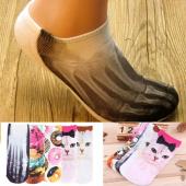 1pair 3d gedruckte Socken neue süße DekolleTee Söckchen mehrere Farben Baumwolle Socke lässig Charactor Socken