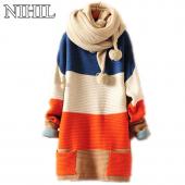 pathwork Damen GeStrickten Pullover neue Mode lange Ärmel o Hals Bekleidung Damen Taschen Lockere Pullover