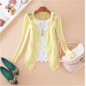 heiß Hochwertige Mode Damen Strickjacke Spitzen süß Süssigkeiten reine Farbe sexy Bluse Pullover Häkeln Stricken card