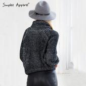 simplee Rollkragen Pullover Herbst Winter Tricot Weissen Strick Pullover Damen kurz Wolle Springer ziehen