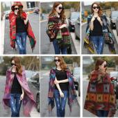 neue Fashion Fringe Ethnischen Geometrische Damen Batwing Cape Poncho Stricken oben Strickjacke Pullover