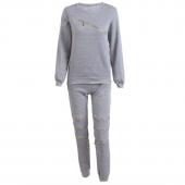 Mode 2 Stück Damen Trainingsanzug Sport Design JoggingAnzug Mantel und Hosen Kapuzenpulli Anzug