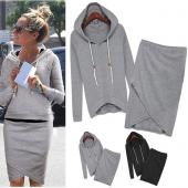 neue Mode Damen Sport Steht Freizeit SweaT Shirts Frühjahr Herbst casual Trainingsanzug Top Rock und 2 Stück sv004932