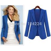 heiße Damen Farbe solide slim Anzug Blazer Mantel Jacke Blau Schwarz