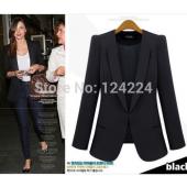 heiße Damen Farbe solide slim Anzug Blazer Mantel Jacke Blau Schwarz