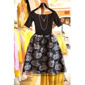 elegante Abendgesellschaft Kleid Sommerkleid Twinset Damen Vestidos Organza Ballkleidern Flora Muster Pflanzliche Top