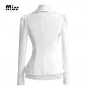 Miss Damen Weisser Blazer smoking an Grossen Bogen slim offizielle Amt Anzüge Dünne Arbeiten Jacke plus Size Blazer