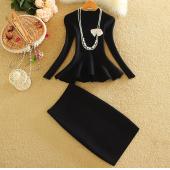 Alpha Winter Damen Mode 2PCs Rock passt zu Verstimmen Saum slim Stricken Blusen Tops und schritt Rock Setzt Damen 2PCs