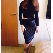 1 satz aus pu Damen und Rollkragenpullover sexy plus Size high end kini Tops und Rock Damen Mode