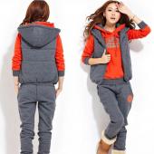heißes Verkauf hitz Winter Sport Anzug Fleece Sweat Shirt SportKleidung VerDicken und Hosen 3 Stück Damen Anzug