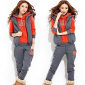 heißes Verkauf hitz Winter Sport Anzug Fleece Sweat Shirt SportKleidung VerDicken und Hosen 3 Stück Damen Anzug