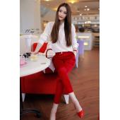 kurzer Sommer Mode der Twinset Weisse Tops Rote hintern heben Knöchel länge Rot Capris Anzug Hals BleiStift Hose