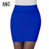 neue Mode büro Lady Rock Sommer Damen hohe Taille Süssigkeiten Farbe elastischen gefalteten der Mini kurze Röcke