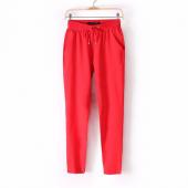 heißes Verkauf neue Marke casual Damen Hosen Einfarbig Tunnelzug elastischen Bund bequem in voller länge Chiffon
