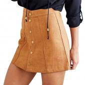 heiße Damen Röcke sexy Wildleder Rock Vintage linie Faux hohe Taille Bodycon Button kurz saia Femininas Mini Damen