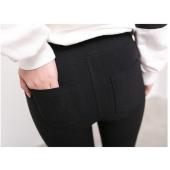 hohe elastische Mode Baumwolle Womens Schwarze hohe Taille zerrissenen Jeans Riss loch Knie Dünnen BleiStift Hose slim