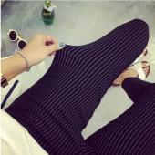 Frühjahr plus Size casual Damen Bleistift Hose elastischen slim Harem Capris Schwarz Weisse Streifen Leggings Hose