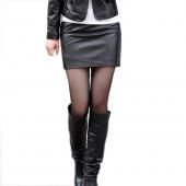 neuer Mode sexy Damen Bodycon pu Leder Mini Rock Top Qualität kurzen Rock Schwarz klassischen Design