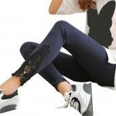 neu Design Damen Lady Herbst Baumwolle Leggings Seite Bein Fester Hose aug19 Dreieck