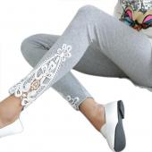 neu Design Damen Lady Herbst Baumwolle Leggings Seite Bein Fester Hose aug19 Dreieck