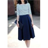 plus Size Herbst Winter ausgestellte Rock gefalteten Midi Rock im retro Stil mit hoher Taille elegante Vintage